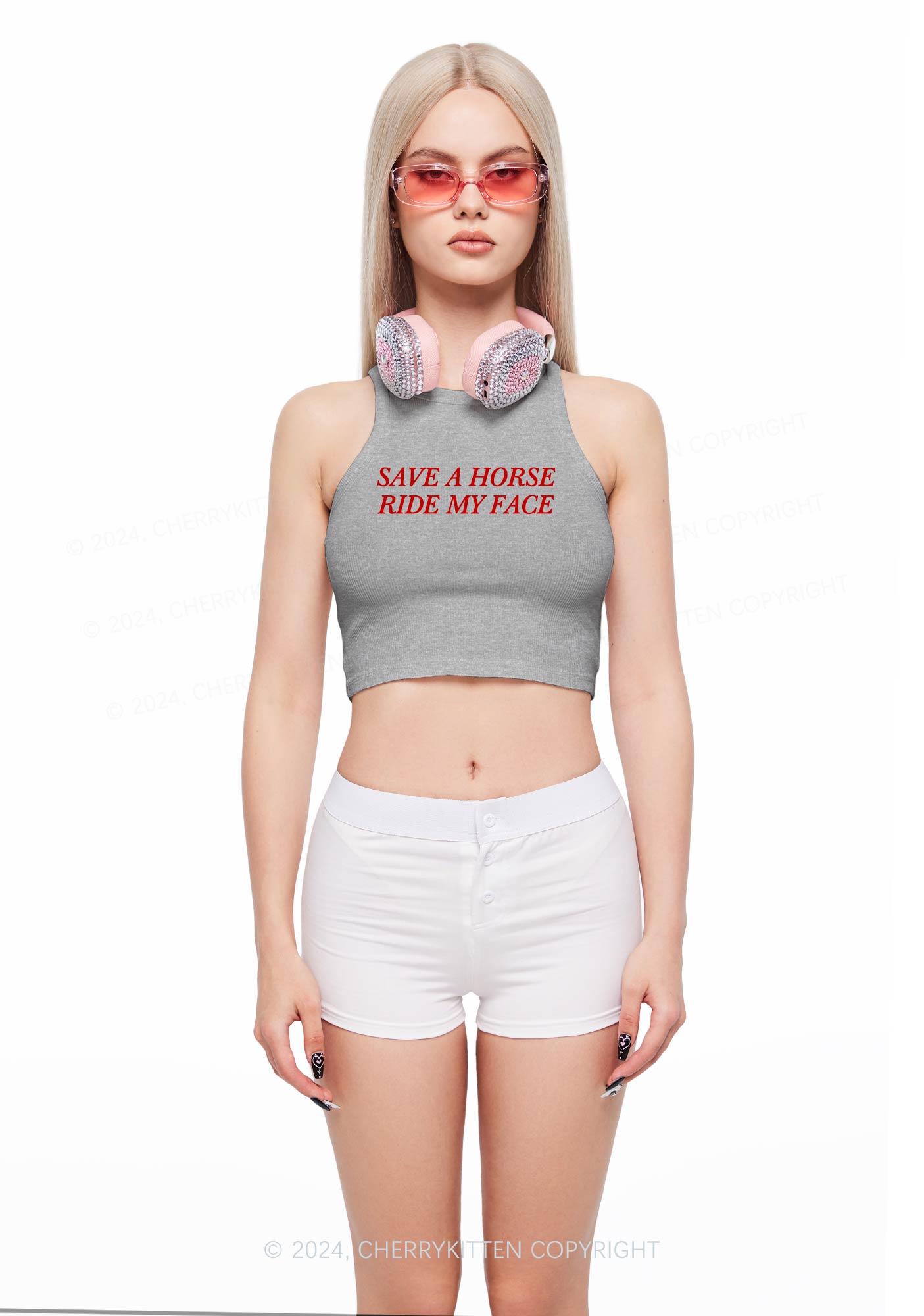 Ride My Face Y2K Crop Tank Top Cherrykitten