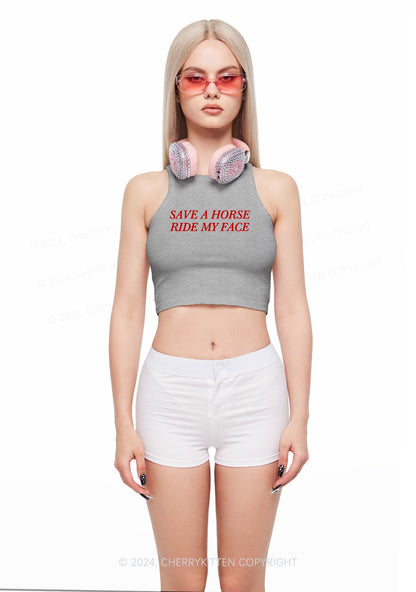 Ride My Face Y2K Crop Tank Top Cherrykitten