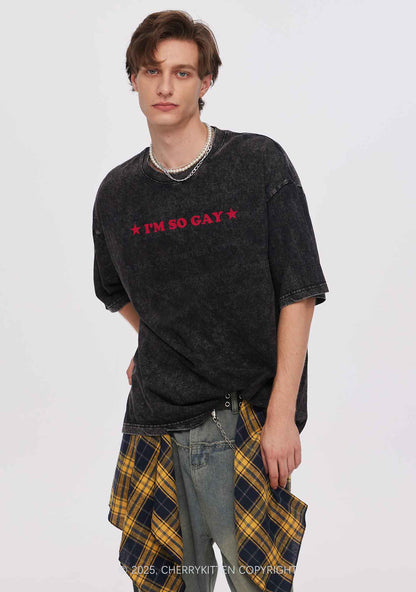 Im So Gay Two Sides Pride Y2K Shirts Washed Tee Cherrykitten