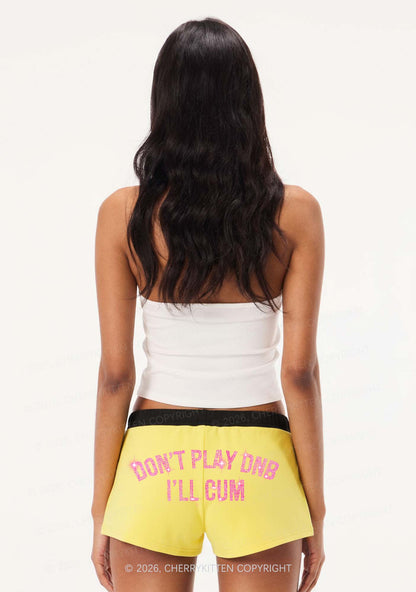 Rhinestone Dont Play DNB Y2K Drawstring Mini Shorts Cherrykitten