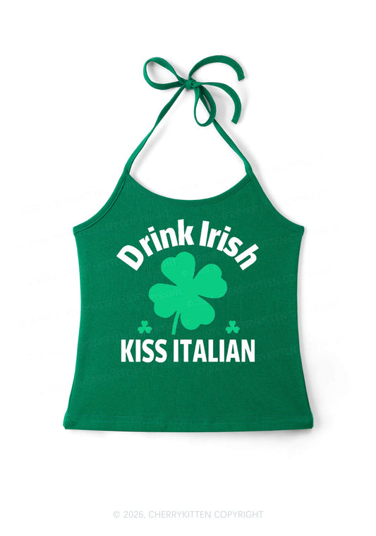 Drink Irish Kiss Italian St Patricks Y2K Halter Neck Cami Cherrykitten