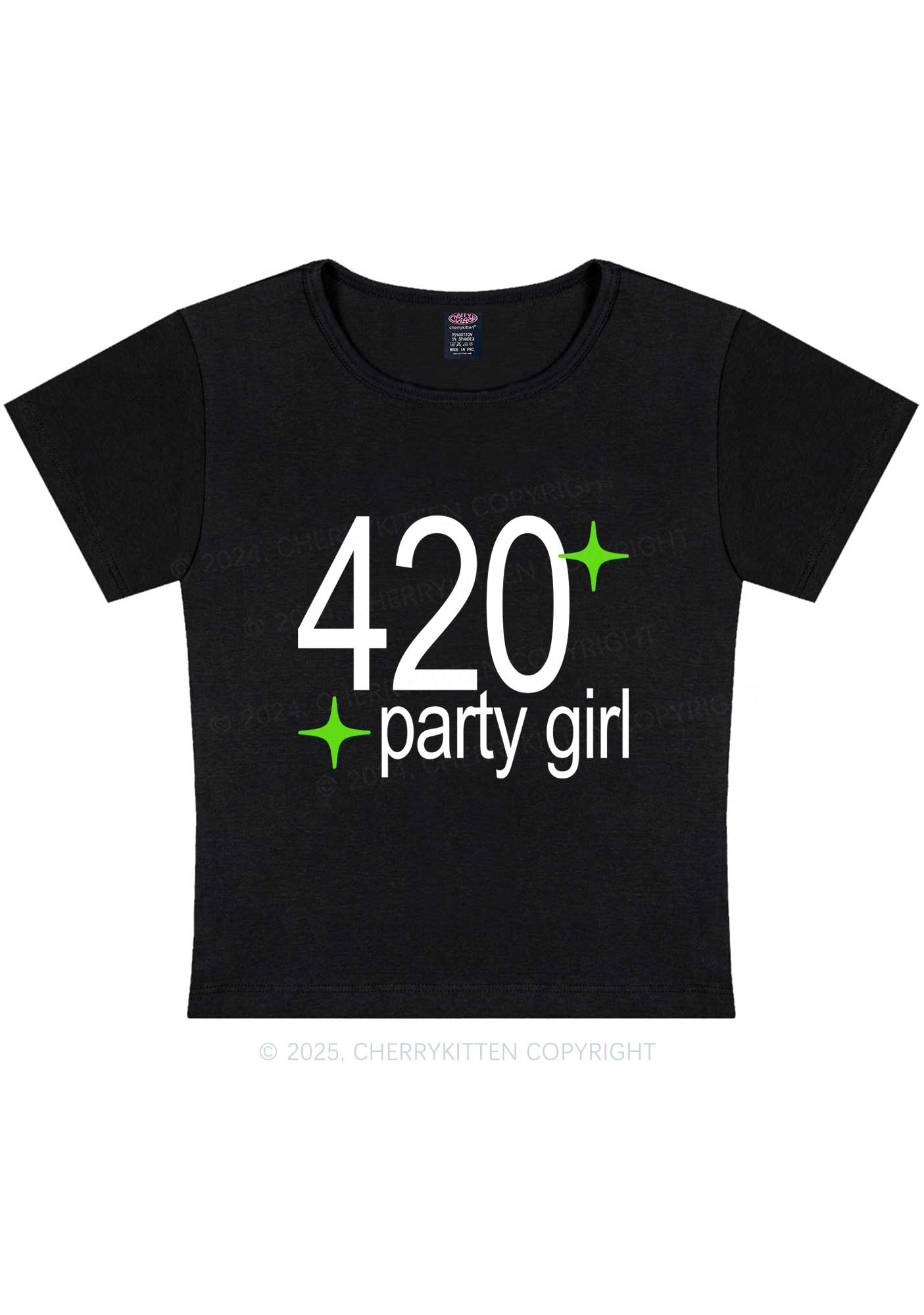 Stoned Party Girl Y2K Baby Tee Cherrykitten