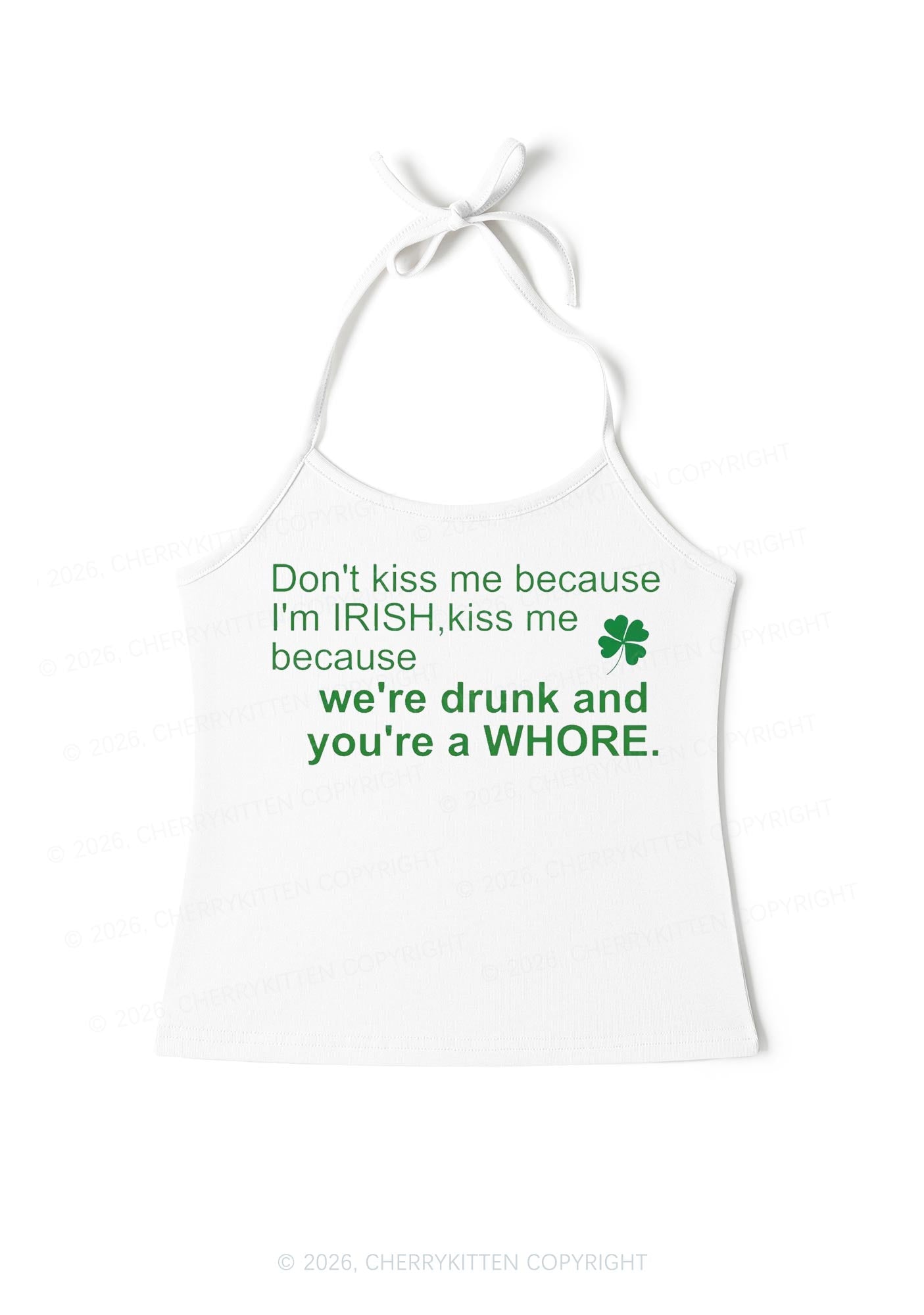Drunk And Hore St Patricks Y2K Halter Neck Cami Cherrykitten