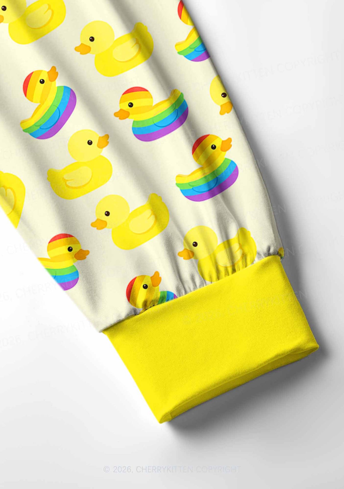 Rainbow Ducks Pride Y2K Print Long Sleeve Pajama Set Cherrykitten