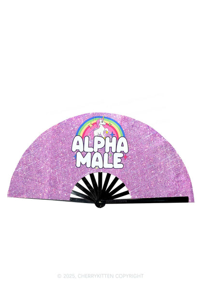 Purple Alpha Male Y2K Rave Hand Fan Cherrykitten