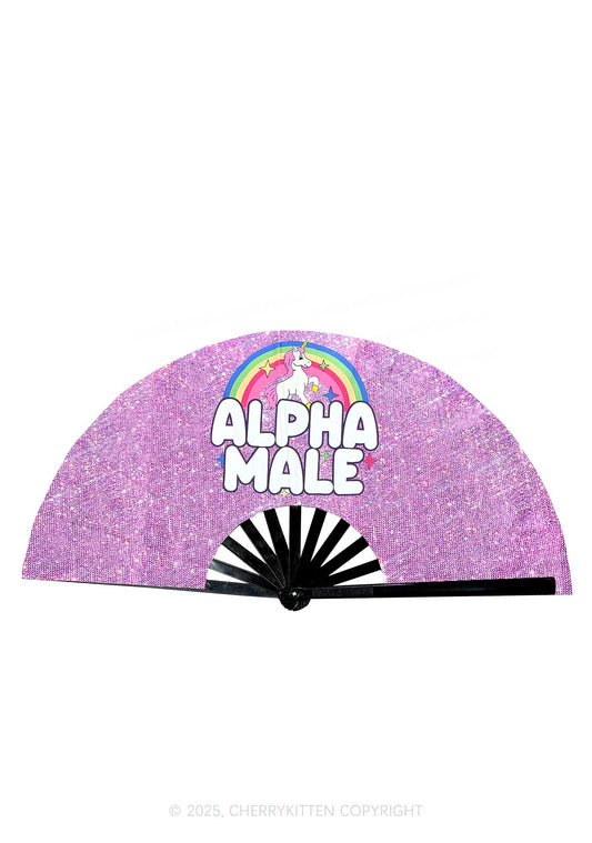 Purple Alpha Male Y2K Rave Hand Fan Cherrykitten