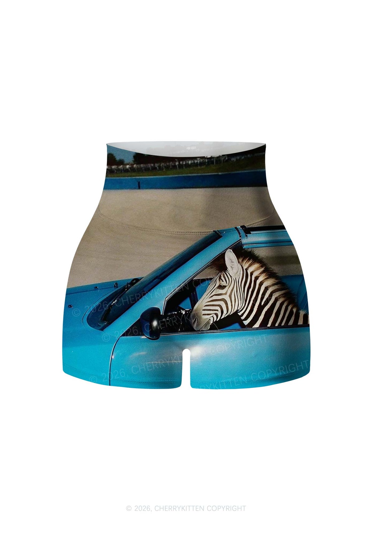 Zebra Driver Y2K Print Gym Shorts Cherrykitten