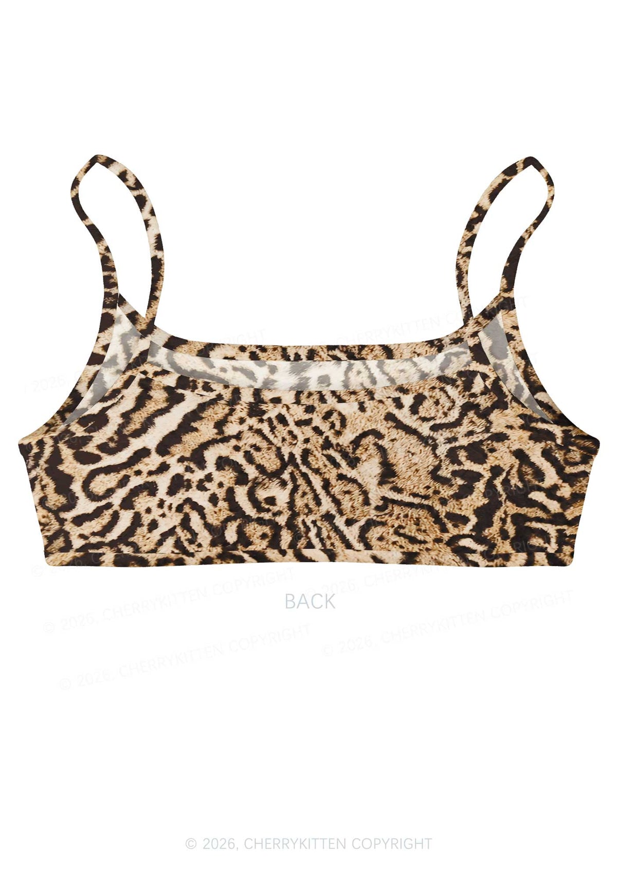 Brown Black Leopard Y2K Print Super Crop Cami Cherrykitten
