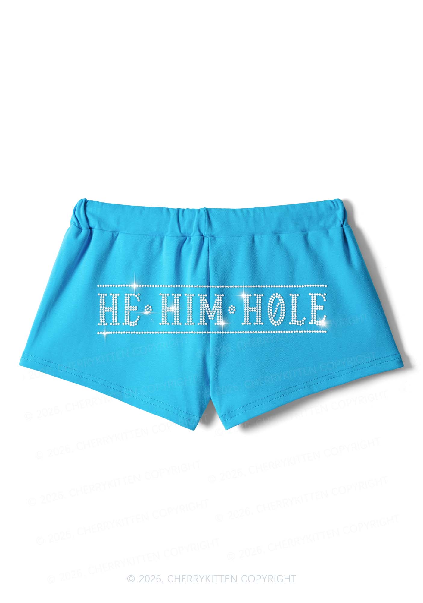 Rhinestone He Him Hole Pride Y2K Drawstring Mini Shorts Cherrykitten