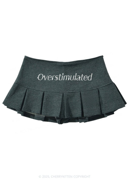 Rhinestone Overstimulated Y2K Mini Pleated Skirts Cherrykitten