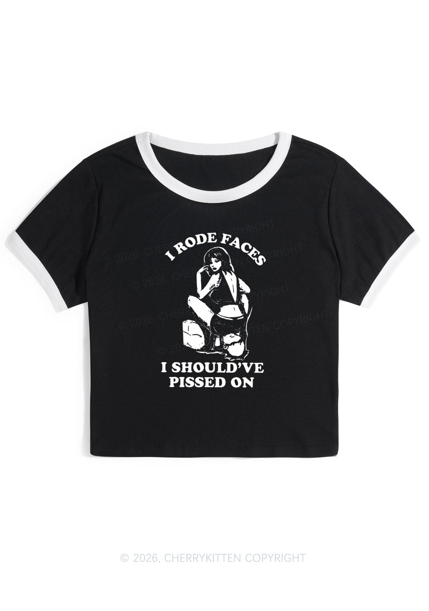 I Rode Faces Y2K Ringer Tee Cherrykitten