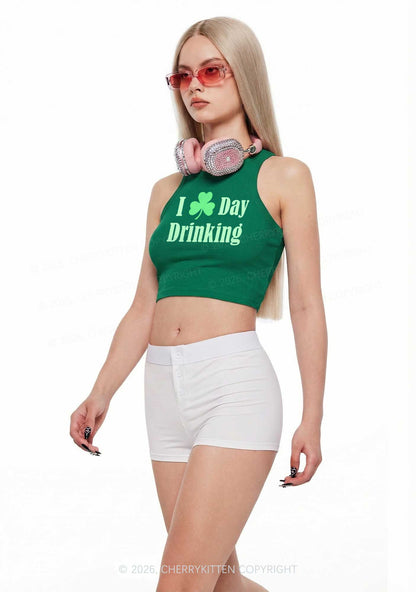 I Love Day Drinking St Patricks Y2K Crop Tank Top Cherrykitten