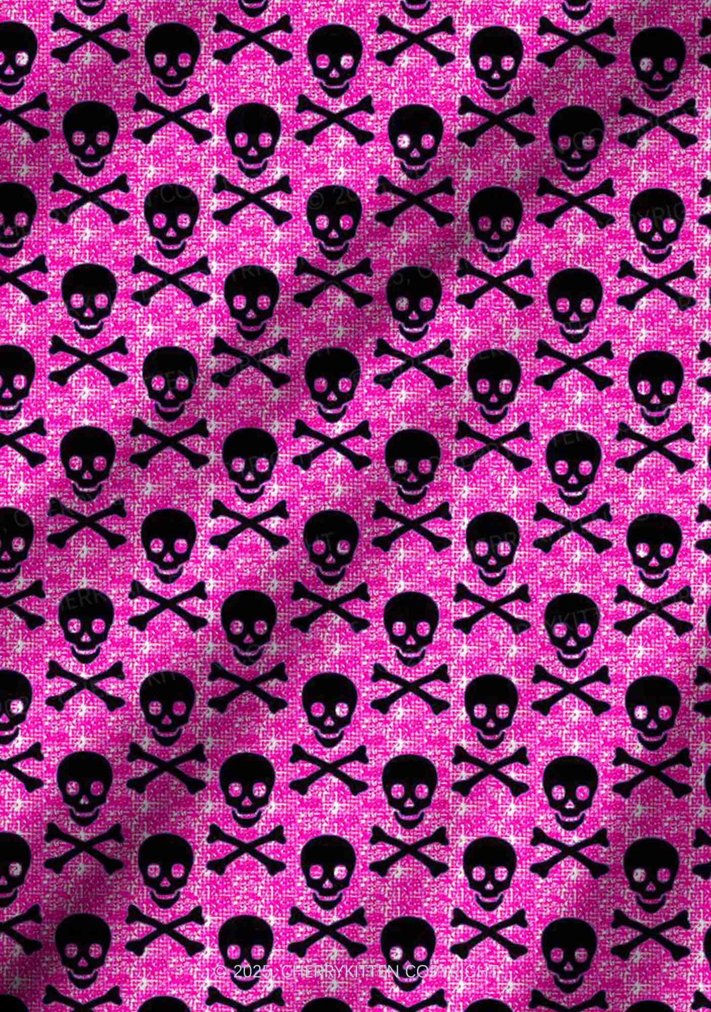 Skeleton Squad Valentine's Day Y2K Print Long Sleeve Pajama Set Cherrykitten