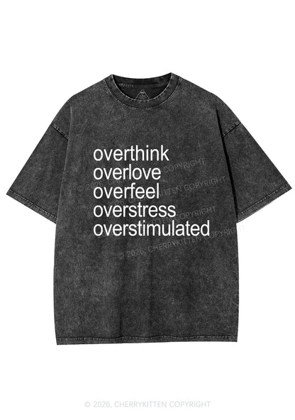 Overstimulated Slogan Y2K Shirts Washed Tee Cherrykitten