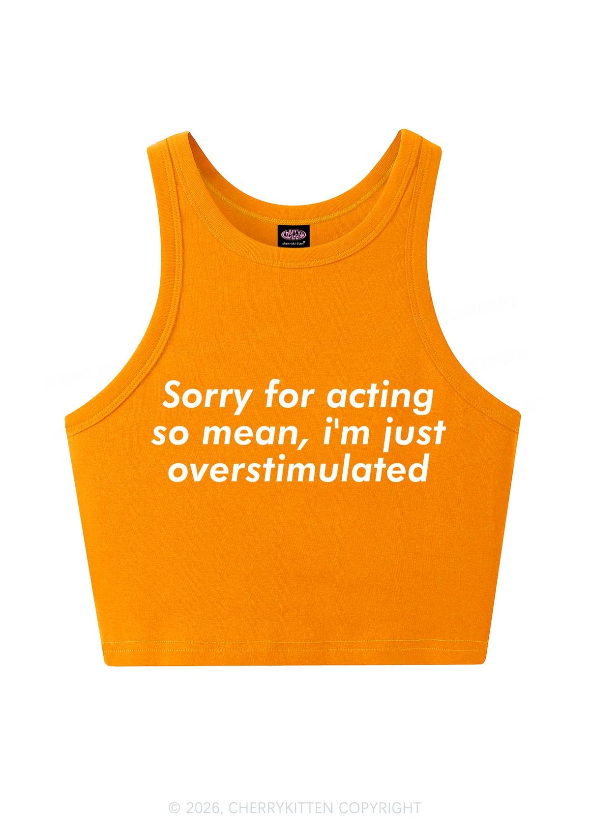 Im Just Overstimulated Y2K Crop Tank Top Cherrykitten