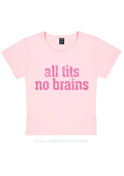 Glitter All Txts No Brains Y2K Baby Tee Cherrykitten