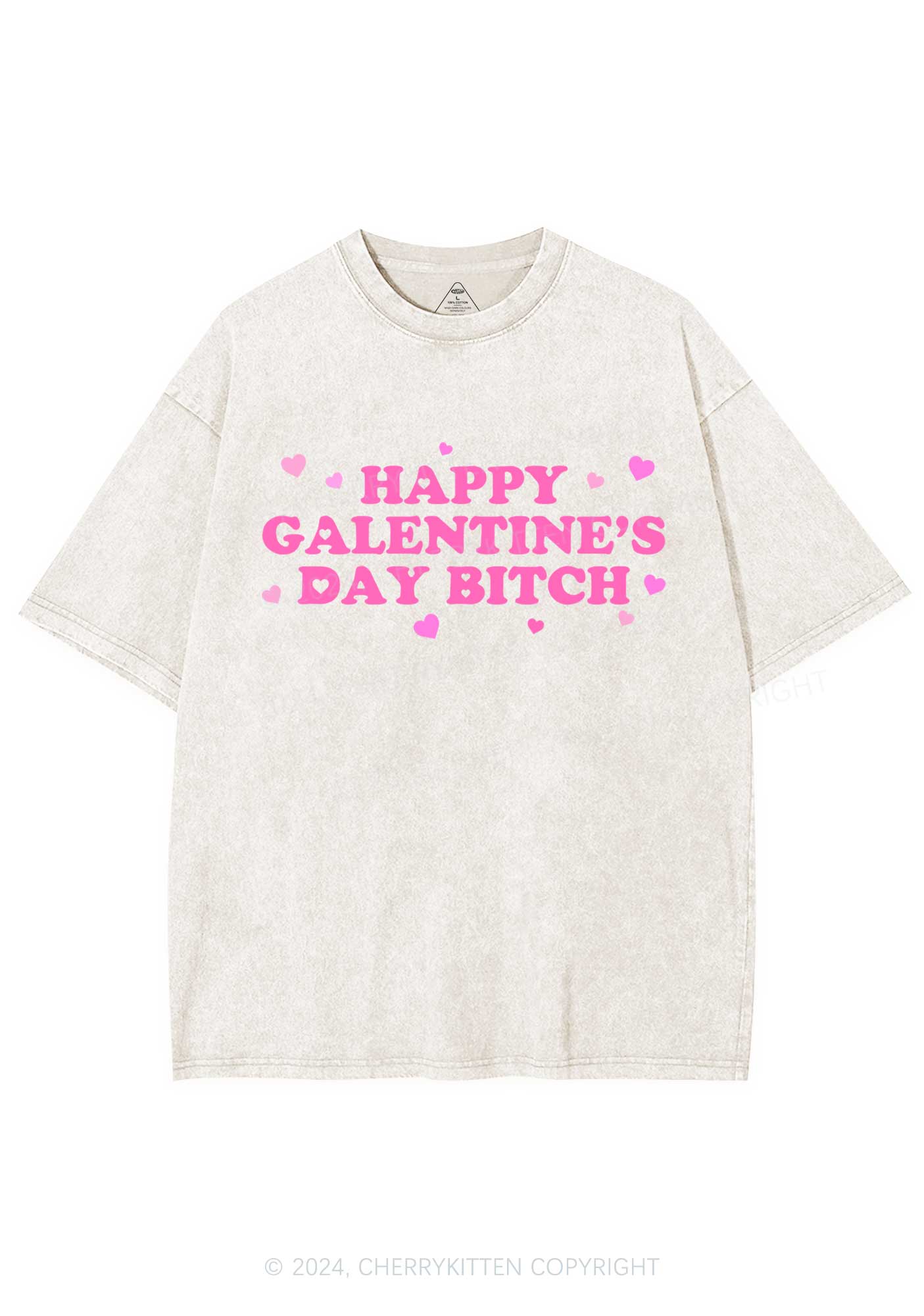 Happy Galentines Day Y2K Valentine's Day Washed Tee Cherrykitten