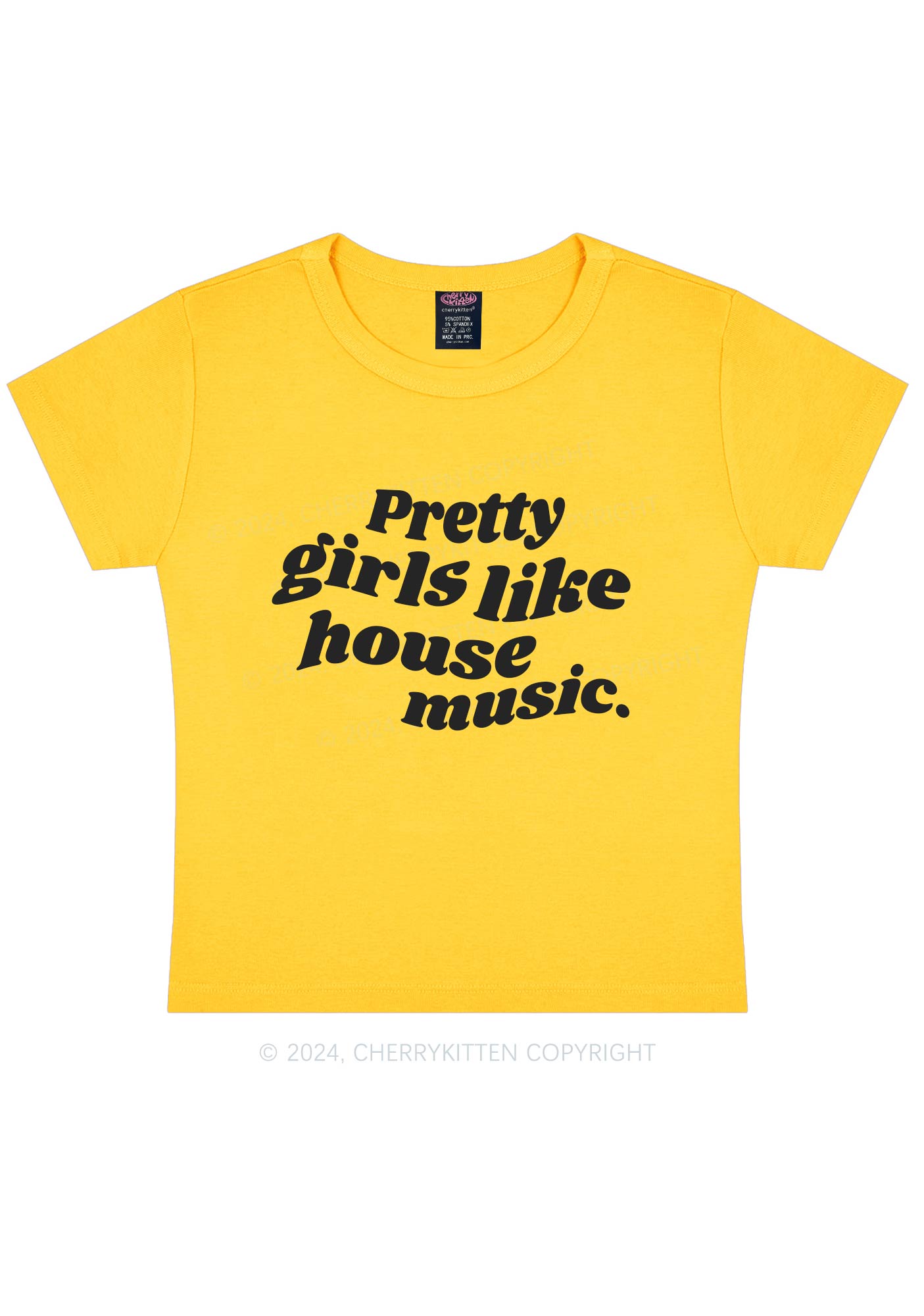 Pretty Girls Like House Music Y2K Baby Tee Cherrykitten