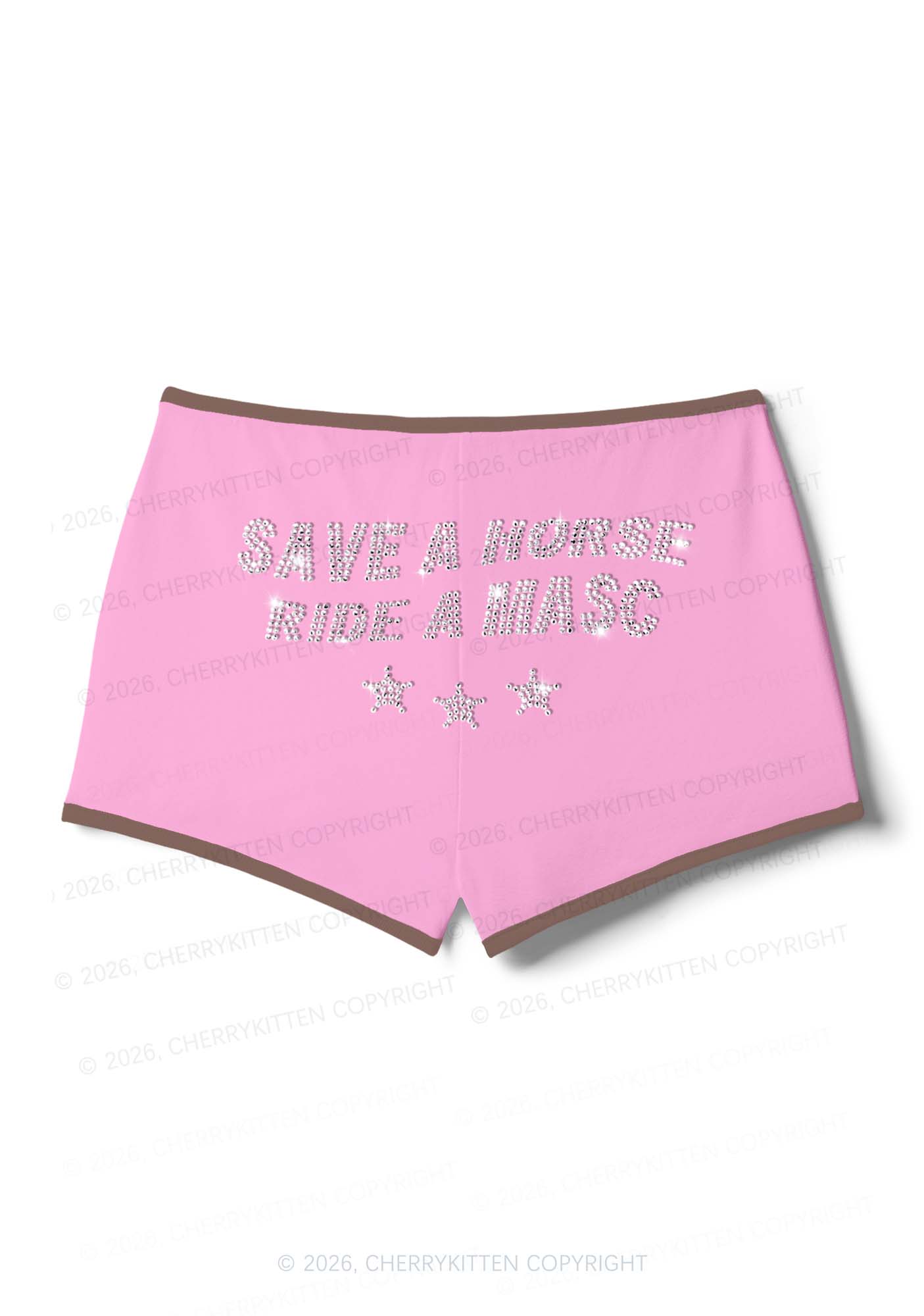 Rhinestone Ride A Masc Pride Y2K Booty Shorts Cherrykitten