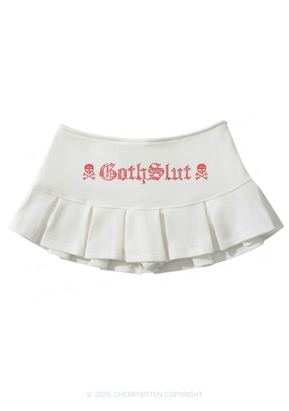 Rhinestone Gothslxt Y2K Mini Pleated Skirts Cherrykitten