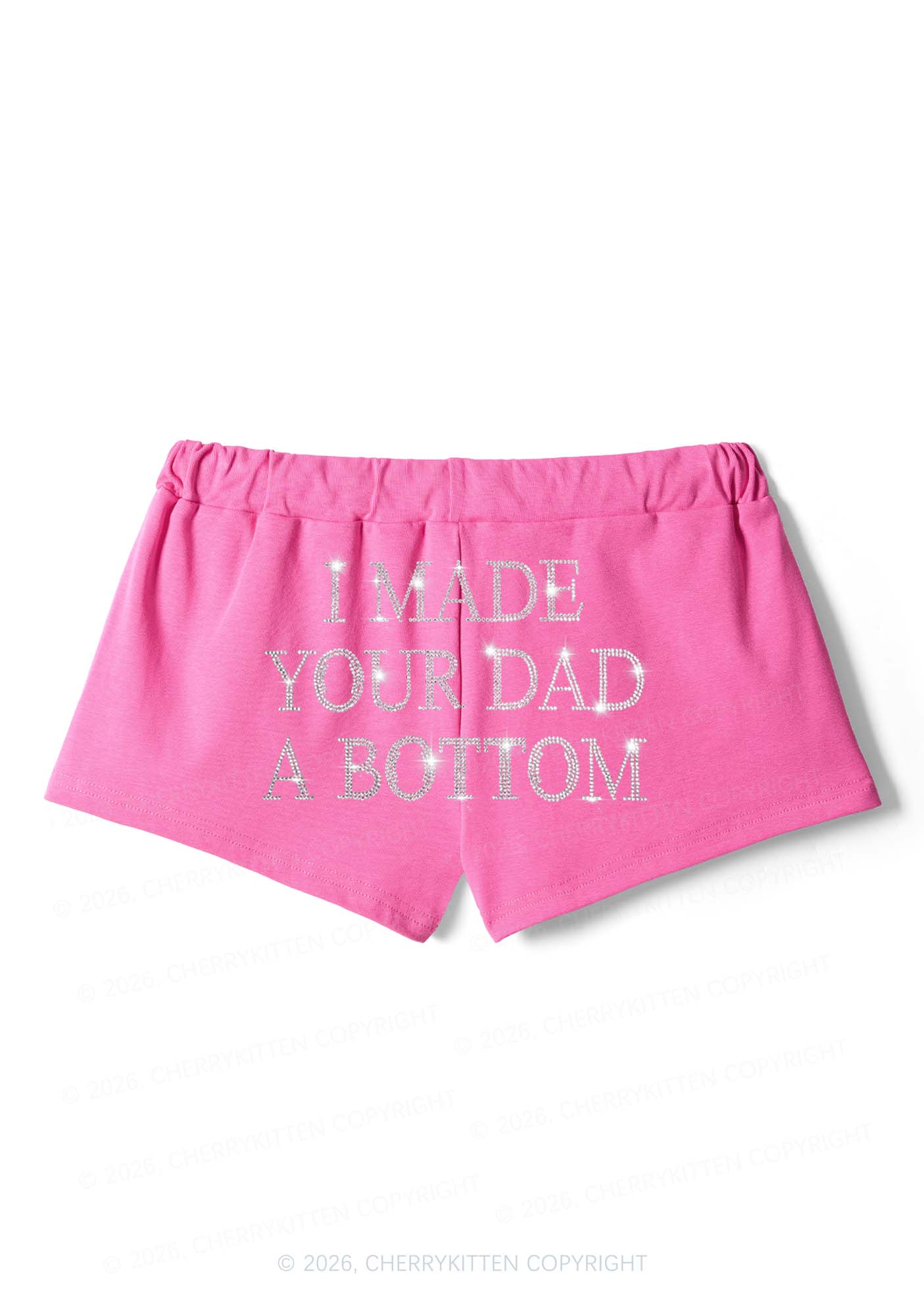 Rhinestone Made Your Dad A Bottom Pride Y2K Drawstring Mini Shorts Cherrykitten