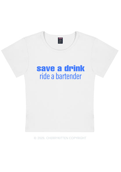 Save A Drink Ride A Bartender Y2K Baby Tee Cherrykitten