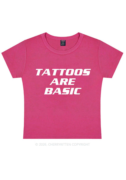 Tattoos Are Basic Y2K Baby Tee Cherrykitten