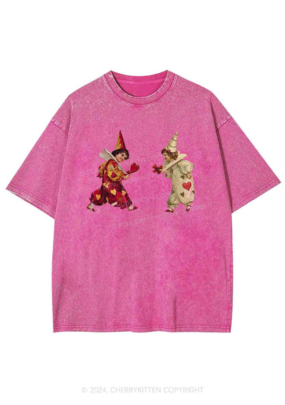 Heart Bow Knot Kids Y2K Washed Tee Cherrykitten