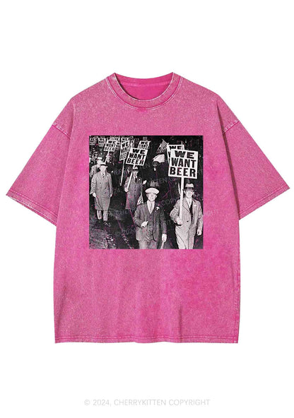 We Want Beer Y2K Washed Tee Cherrykitten