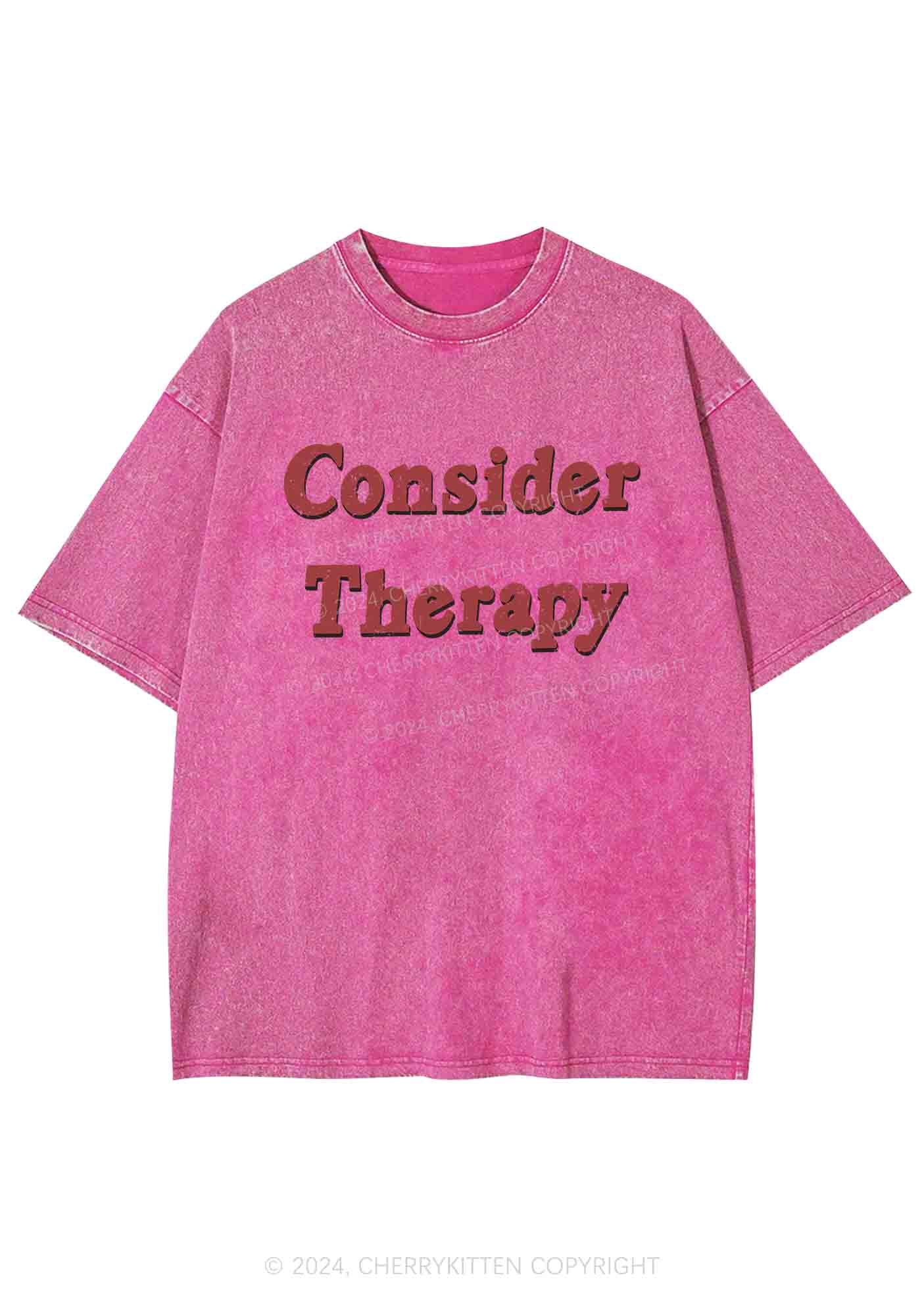 Consider Therapy Y2K Washed Tee Cherrykitten