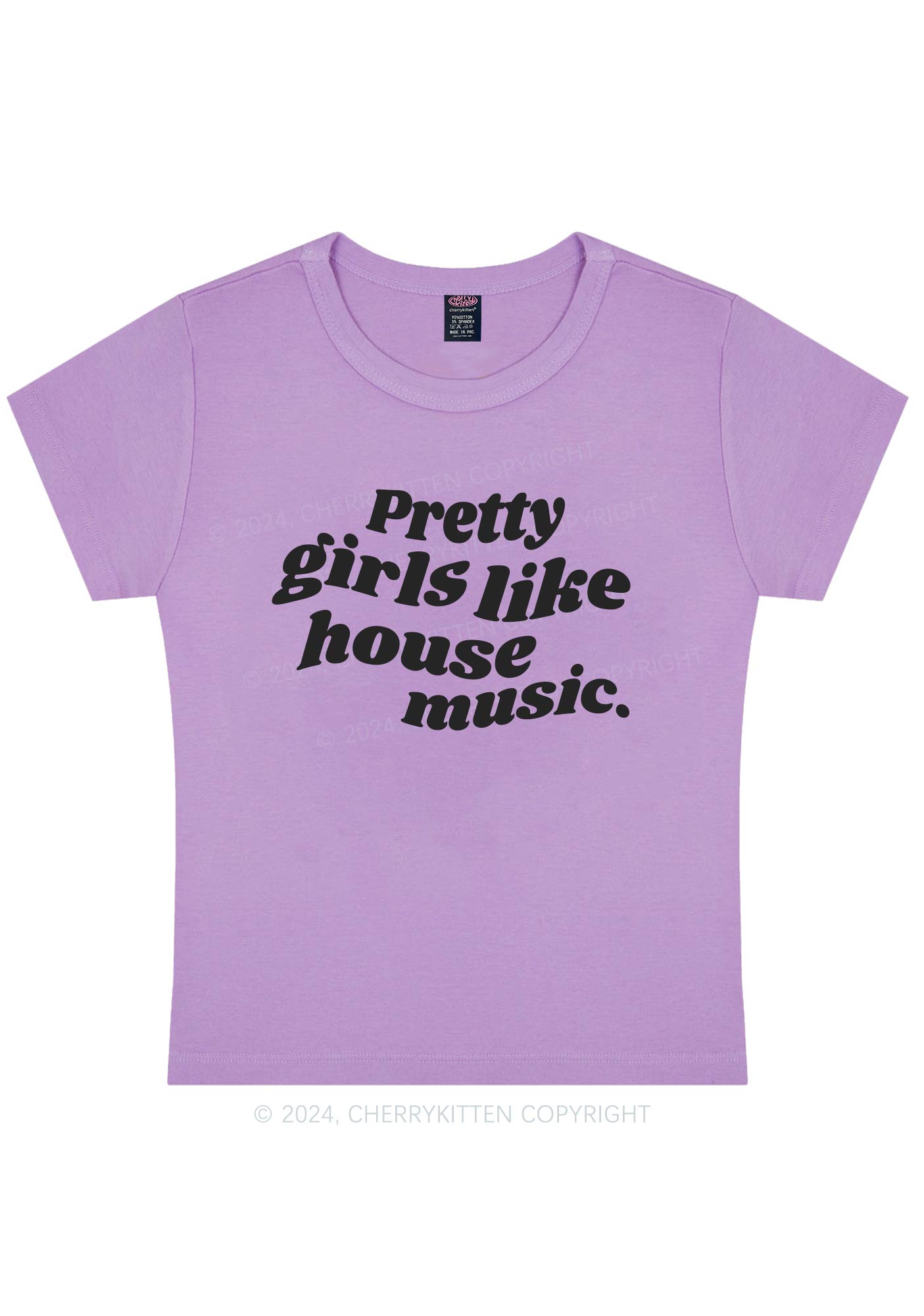 Pretty Girls Like House Music Y2K Baby Tee Cherrykitten