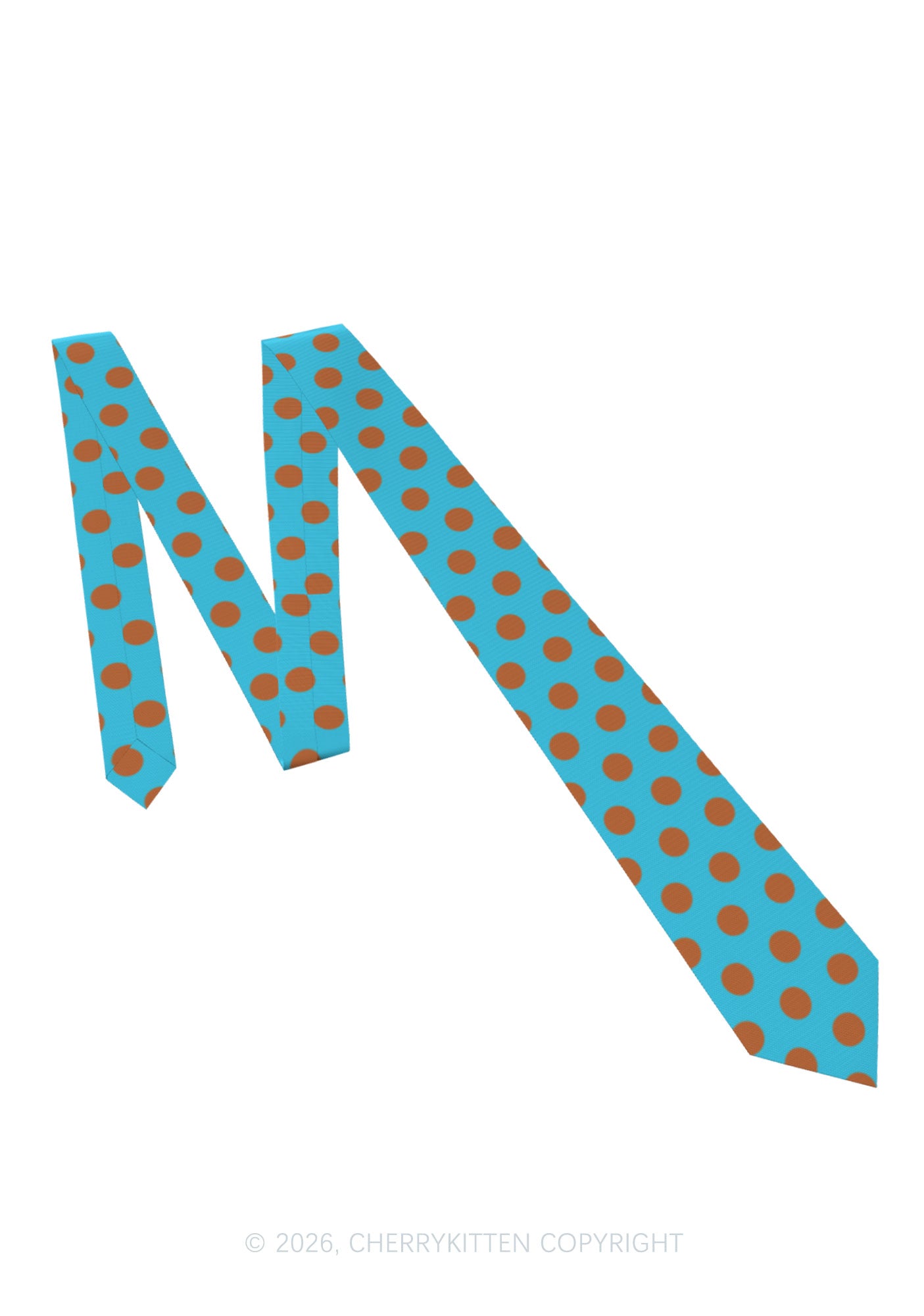 Brown Dots On Blue Y2K Necktie Cherrykitten