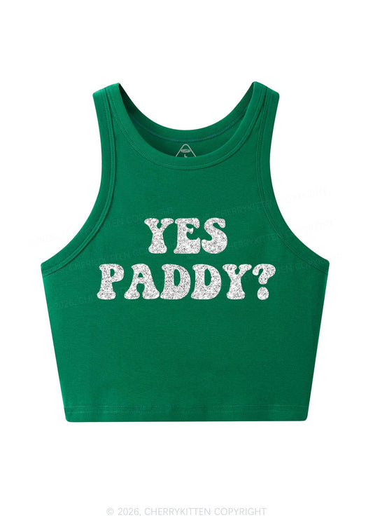 Glitter Yes Paddy St Patricks Y2K Crop Tank Top Cherrykitten