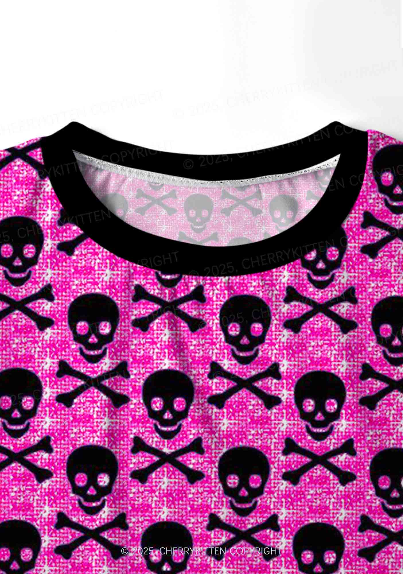 Skeleton Squad Valentine's Day Y2K Print Long Sleeve Pajama Set Cherrykitten