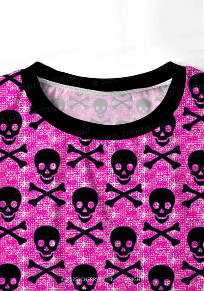 Skeleton Squad Valentine's Day Y2K Print Long Sleeve Pajama Set Cherrykitten