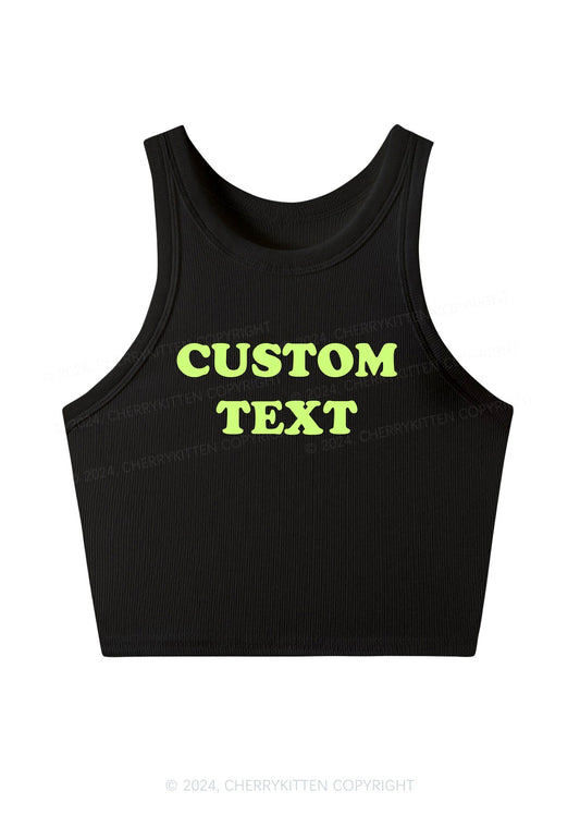 Custom Text Y2K Crop Tank Top Cherrykitten