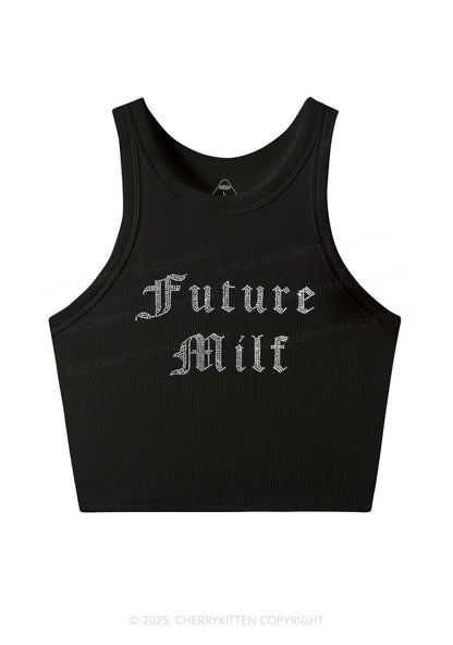 Rhinestone Future Mxxf Y2K Crop Tank Top Cherrykitten