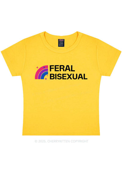 Feral Bisexual Pride Y2K Baby Tee Cherrykitten