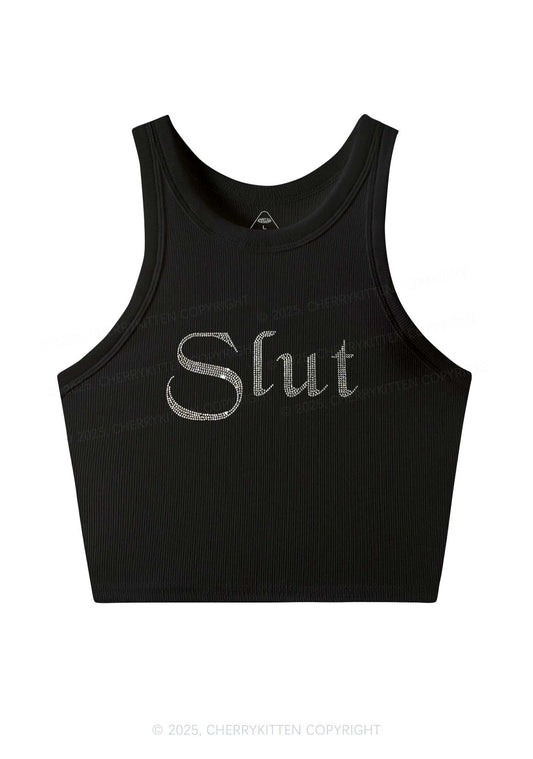 Rhinestone Slxt Y2K Crop Tank Top Cherrykitten