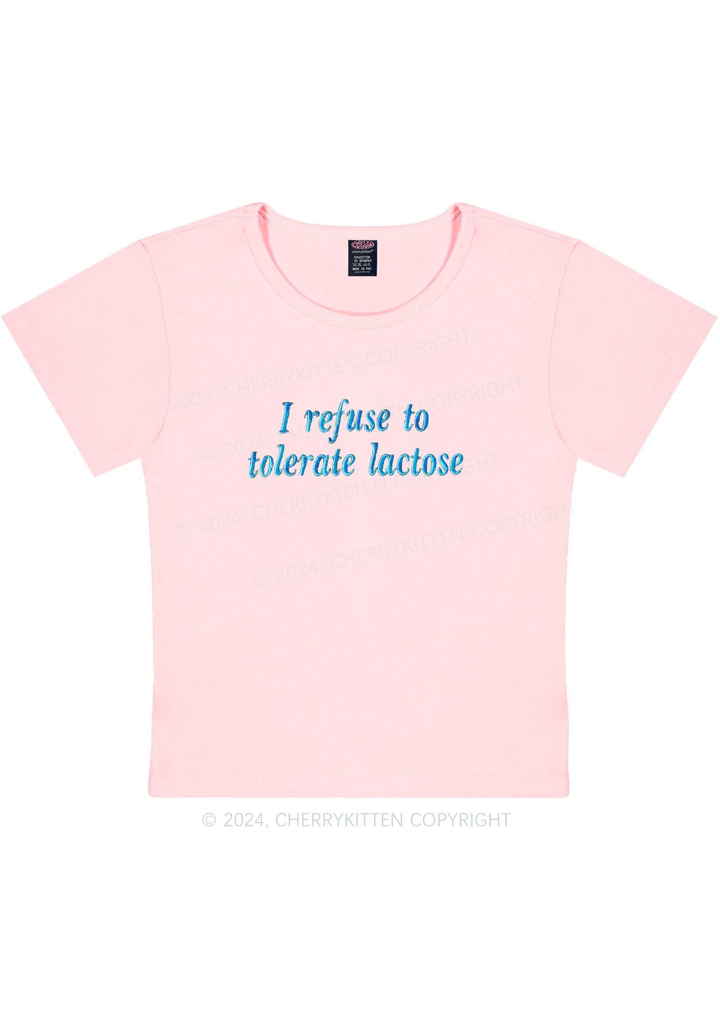 Embroidered Refuse To Tolerate Lactose Y2K Baby Tee Cherrykitten