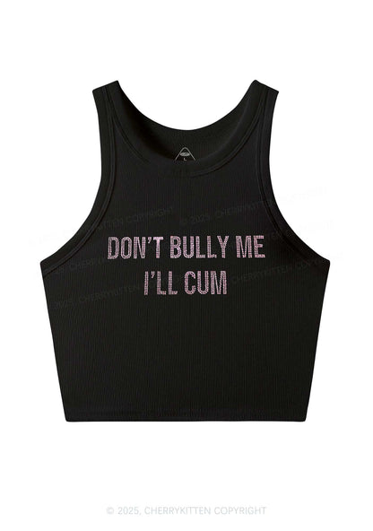 Rhinestone Dont Bully Me Y2K Crop Tank Top Cherrykitten