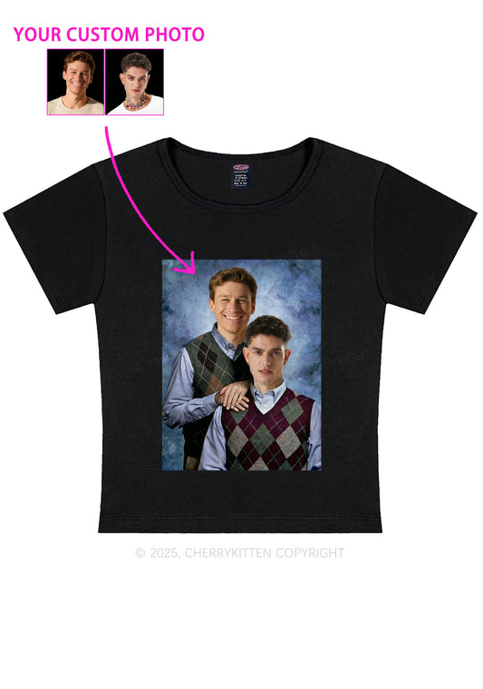 Custom Step Brothers Portrait Y2K Baby Tee Cherrykitten