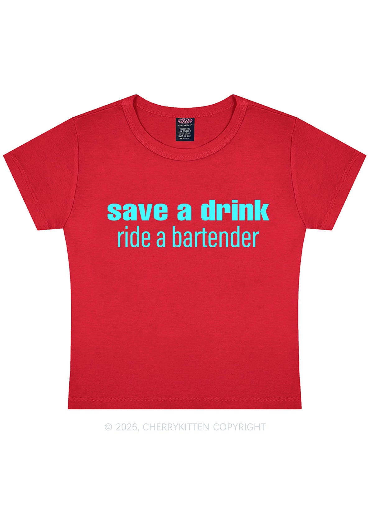 Save A Drink Ride A Bartender Y2K Baby Tee Cherrykitten