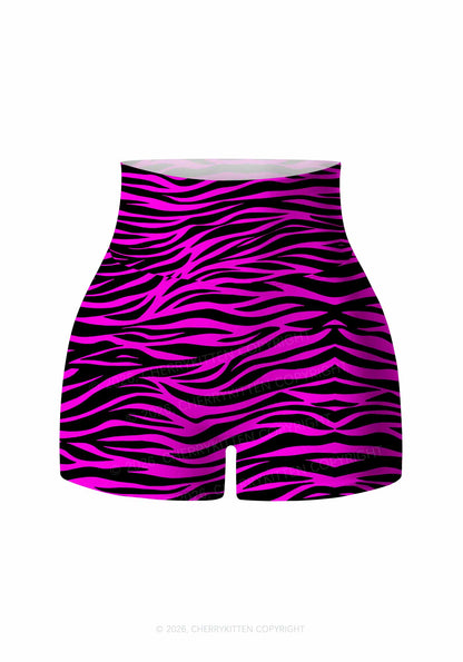 Pink Zebra Y2K Print Gym Shorts Cherrykitten