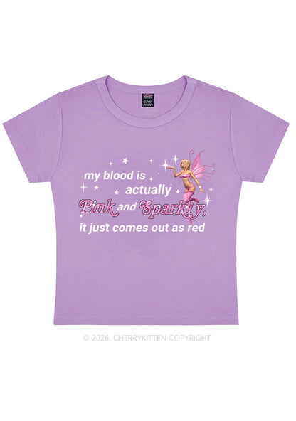 My Blood Is Pink And Sparkly Y2K Baby Tee Cherrykitten