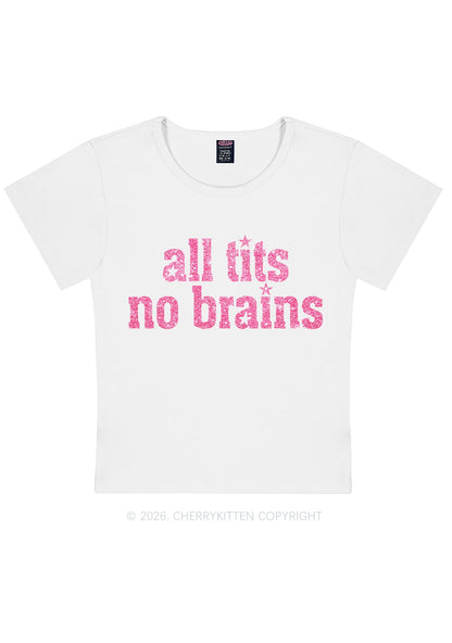 Glitter All Txts No Brains Y2K Baby Tee Cherrykitten