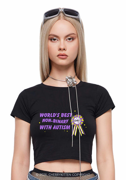 Worlds Best Nonbinary Y2K Baby Tee Cherrykitten