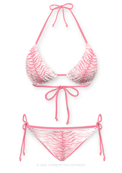 Pink Tiger Stripe Y2K Print Bikini Set Cherrykitten