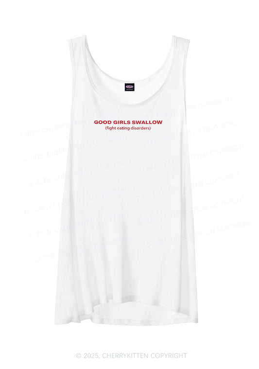 Good Girls Swallow Y2K Sheer Boyfriend Tank Cherrykitten