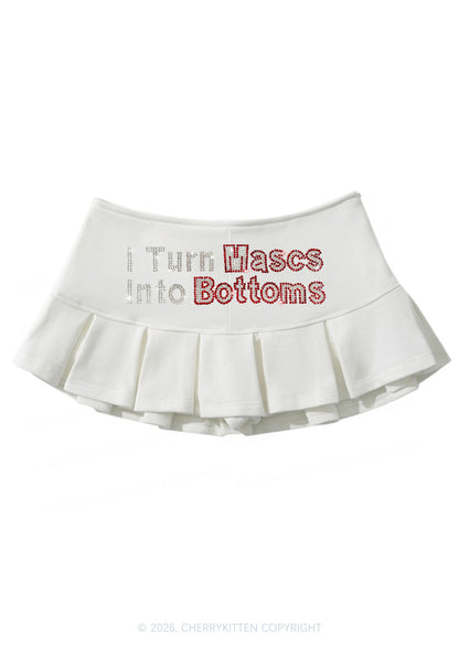 Rhinestone I Turn Mascs Into Bottoms Y2K Mini Pleated Skirts Cherrykitten